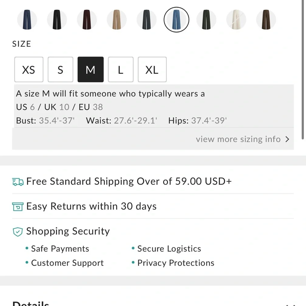 Mid-Waisted Pleated Wide-Leg Pants CC23-23 - Picture 2 of 2